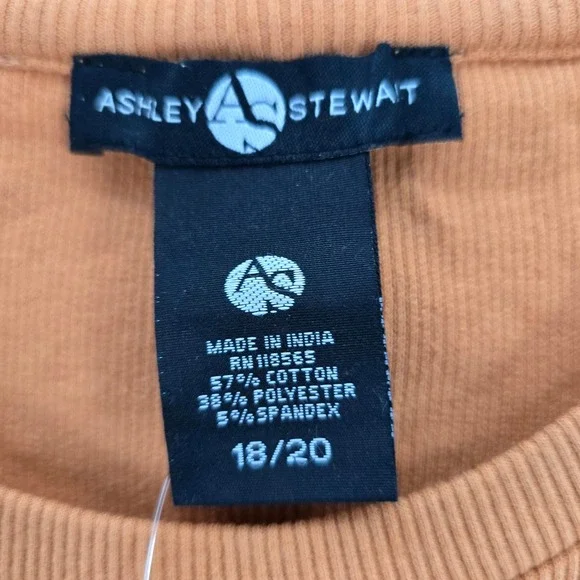Ashley Stewart Ribbed Cutout Top Womens 18/20 Orange Short Sleeve‎ NWT - Picture 5 of 6